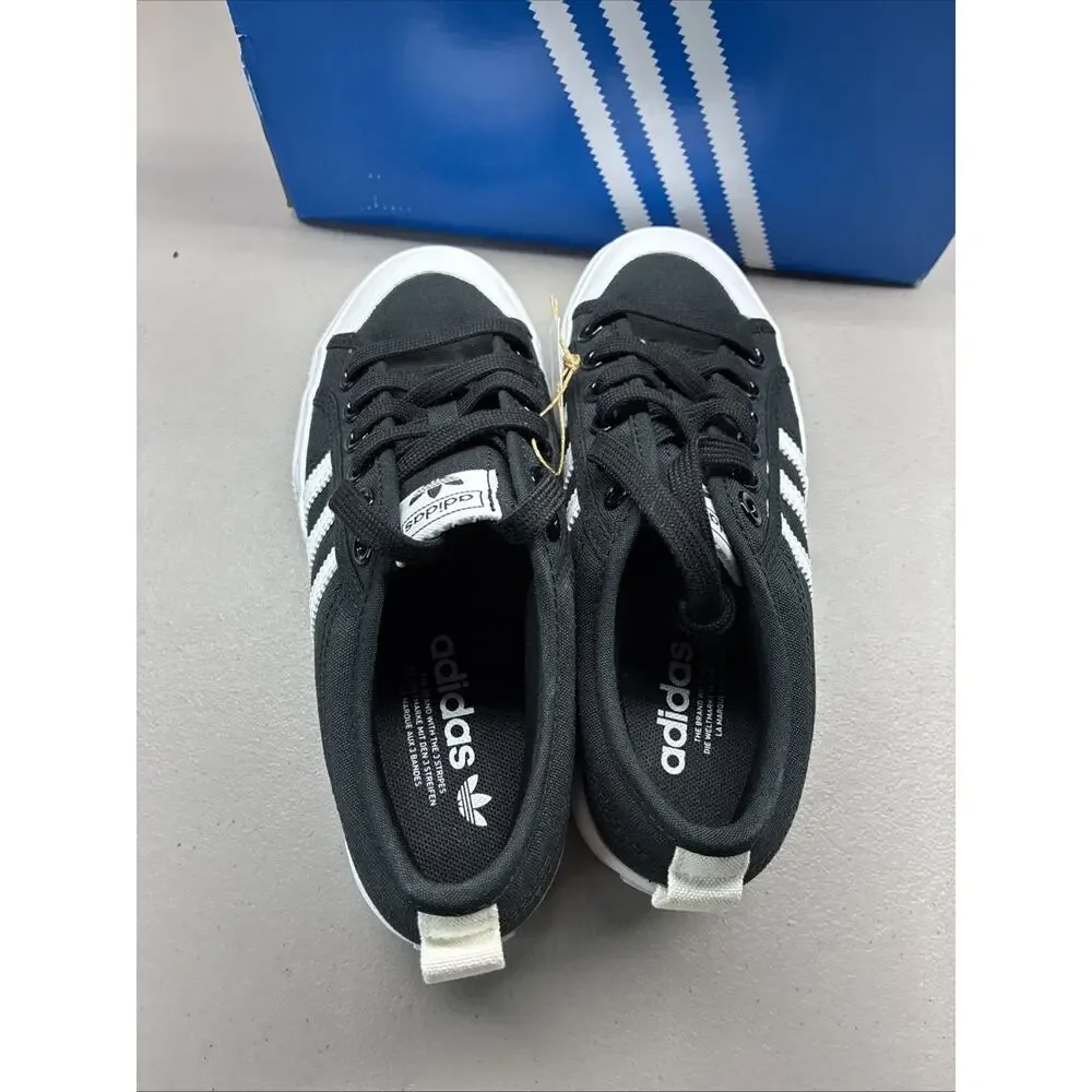 New adidas Nizza Platform W Canvas Women SZ 6.5 Low Sneakers Black/White FV5321